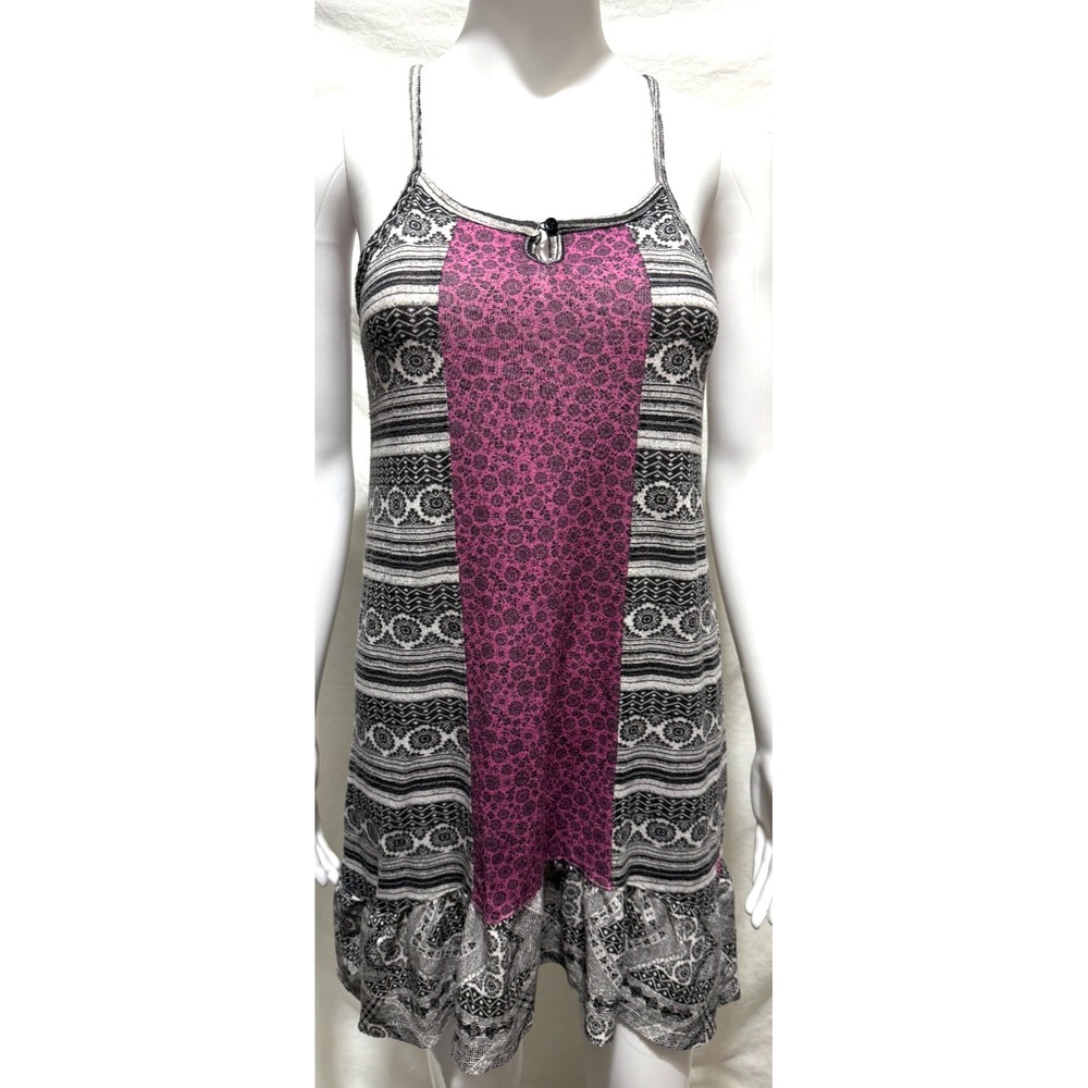 Roxy Girl Size 10/12-M Black & Purple Spaghetti Strap Racer Back Sundress